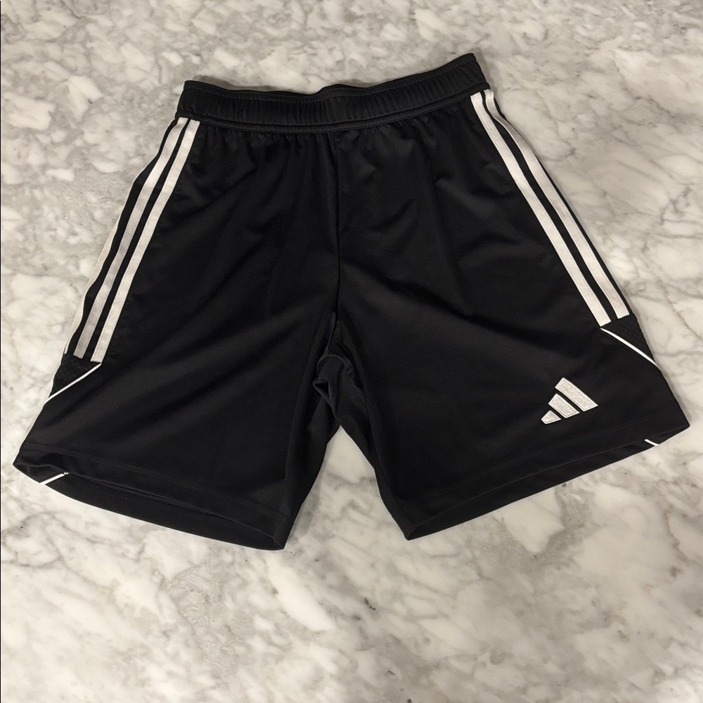 Adidas Black Shorts with White Stripes
